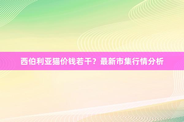 西伯利亚猫价钱若干？最新市集行情分析