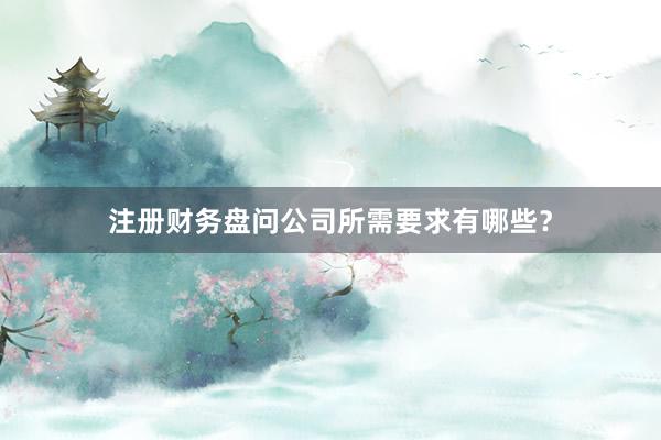 注册财务盘问公司所需要求有哪些？